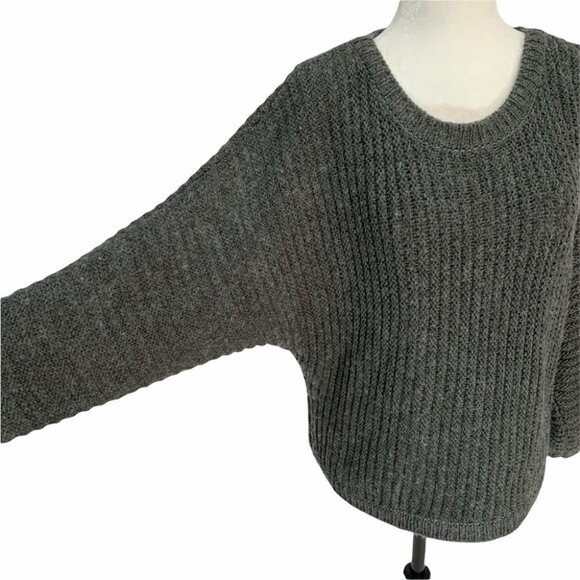 𝅺joie Grey Cable Chunky Knit Wool Batwing Oversized Sweater Size S - Picture 4 of 9